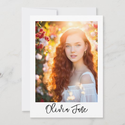 Moderne minimalistische Sweet 16 foto uitnodiging (Voorkant)