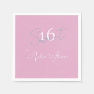 Moderne Minimalistische Sweet 16 Roze Blauwe Serve Servet