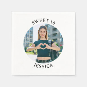 Moderne Minimalistische Sweet 16 Verjaardag Cirkel Servet