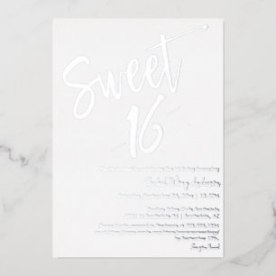 Moderne Minimalistische Sweet 16 Verjaardagsfeest Folie Uitnodiging