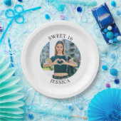 Moderne minimalistische Sweet 16 Verjaardagskring  Papieren Bordje (Feest)