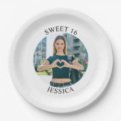 Moderne minimalistische Sweet 16 Verjaardagskring  Papieren Bordje (Voorkant)