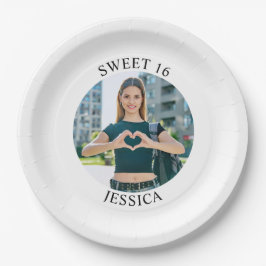 Moderne minimalistische Sweet 16 Verjaardagskring  Papieren Bordje