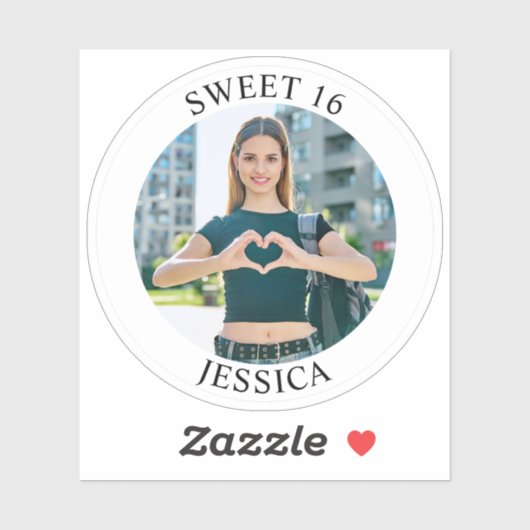 Moderne minimalistische Sweet 16 Verjaardagskring  Sticker (Vel)