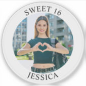 Moderne minimalistische Sweet 16 Verjaardagskring  Sticker (Voorkant)