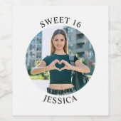 Moderne minimalistische Sweet 16 Verjaardagskring Wijn Etiket (Enkel label)