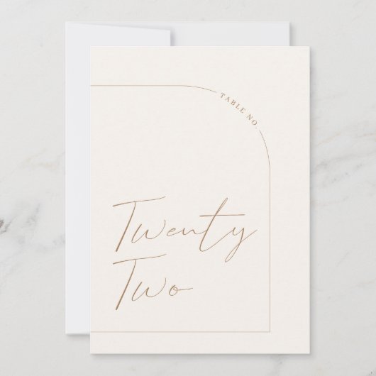 Moderne minimalistische tabel 22-tabelnummer kaart (Voorkant)