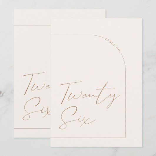 Moderne minimalistische tabel 26-tabel kaart (Voorkant / Achterkant)