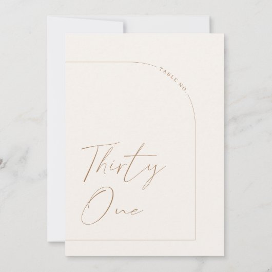 Moderne minimalistische tabel 31 tabelnummer kaart (Achterkant)