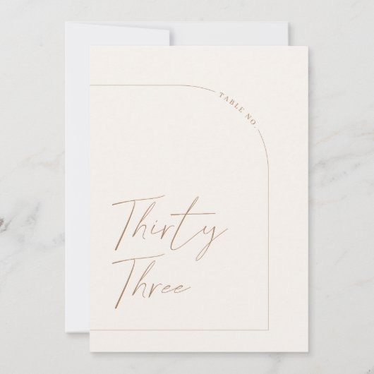 Moderne minimalistische tabel Drieëndertig tabelnu Kaart (Achterkant)