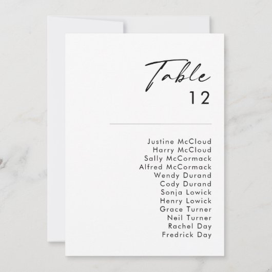 Moderne minimalistische tabel met nummerreeksen (Achterkant)