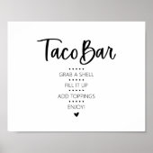 Moderne minimalistische Taco Bar Fiesta Sign Poster (Voorkant)