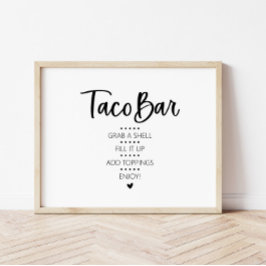 Moderne minimalistische Taco Bar Fiesta Sign Poster