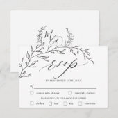 Moderne minimalistische tak blad bruiloft maaltijd RSVP kaartje (Voorkant / Achterkant)