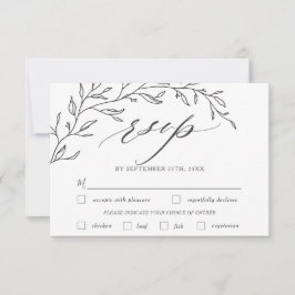 Moderne minimalistische tak blad bruiloft maaltijd RSVP kaartje