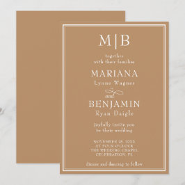 Moderne Minimalistische Tane Beige Bruiloft Kaart