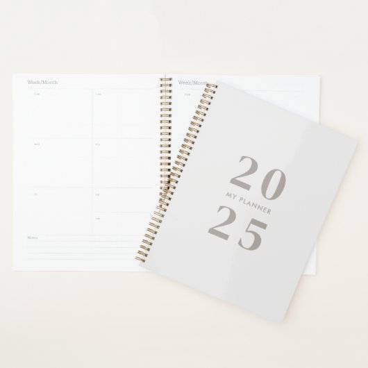 Moderne minimalistische taupe 2025 planner (Display)