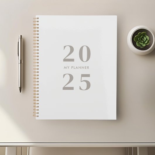 Moderne minimalistische taupe 2025 planner