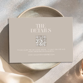Moderne minimalistische taupe beige chique bruilof informatiekaartje