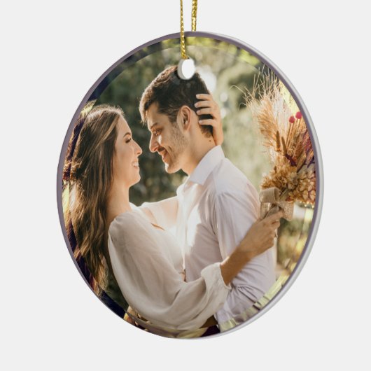 Moderne, minimalistische Taupe Gray Couple Weddenf Keramisch Ornament (Links)