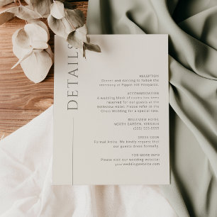 Moderne Minimalistische Taupe Ivoor Trouwdetails K Kaart