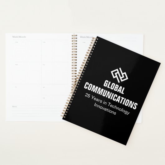 Moderne Minimalistische Tech Bedrijf Zwart Aangepa Planner (Display)