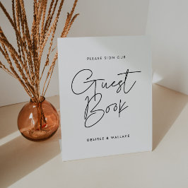 Moderne minimalistische teken uw gastenboek reclamebord met voetstuk