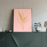 Moderne, minimalistische tekenteken voor de botani poster<br><div class="desc">Eenvoudige en elegante moderne botanische lijnkunst die in een blote roze en goudkleurige tekening wordt getekend.</div>