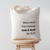 Moderne minimalistische tekst bestemming bruiloft tote bag