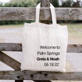 Moderne minimalistische tekst bestemming bruiloft tote bag