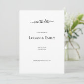 Moderne minimalistische tekst bruiloft opslaan van save the date (Staand voorkant)