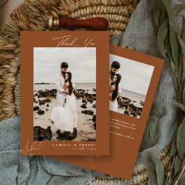 Moderne minimalistische Terra Cotta kalligrafie fo Bedankkaart