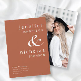 Moderne Minimalistische Terracotta Ampersand Foto Save The Date