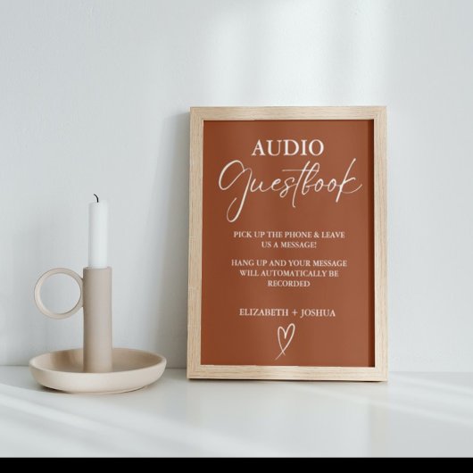 Moderne minimalistische terracotta Audio Gastenboe Poster