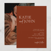 Moderne Minimalistische Terracotta Boho Bruiloft Kaart (Voorkant / Achterkant)