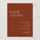 Moderne Minimalistische Terracotta Boho Trouwfoto Aankondigingskaart (Voorkant)