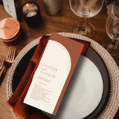 Moderne minimalistische terracotta boog bruiloft p