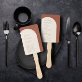 Moderne minimalistische terracotta boog bruiloft p handwaaier