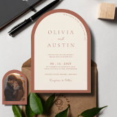 Moderne minimalistische terracotta boog foto bruil kaart