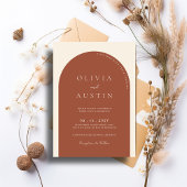 Moderne minimalistische terracotta boog foto bruil kaart