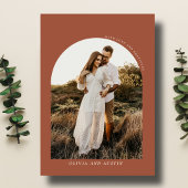 Moderne Minimalistische Terracotta Boog Trouwfoto Bedankkaart