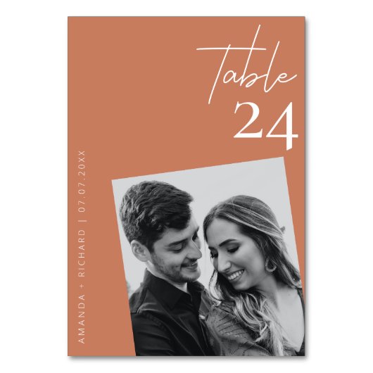 Moderne minimalistische terracotta bruiloft foto kaart (Voorkant)
