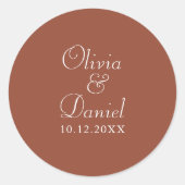 Moderne Minimalistische Terracotta Bruiloft Ronde Sticker (Voorkant)