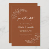 Moderne minimalistische terracotta bruiloft Save t Kaart (Voorkant / Achterkant)