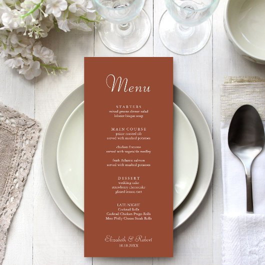 Moderne minimalistische terracotta flat menu