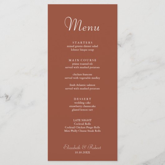 Moderne minimalistische terracotta flat menu (Voorkant)