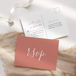 Moderne Minimalistische Terracotta Huwelijks RSVP Briefkaart
