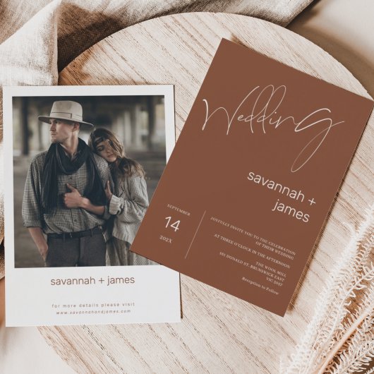 Moderne minimalistische terracotta-kalligrafie kaart