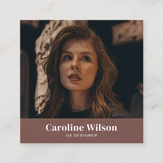 Moderne Minimalistische Terracotta QR Code Foto Vierkante Visitekaartje (Voorkant)