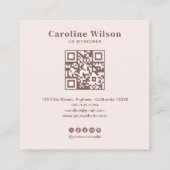 Moderne Minimalistische Terracotta QR Code Foto Vierkante Visitekaartje (Achterkant)